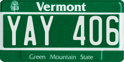 VT license plate YAY406