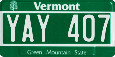 VT license plate YAY407