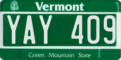 VT license plate YAY409