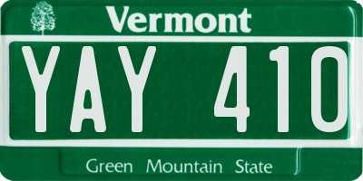 VT license plate YAY410
