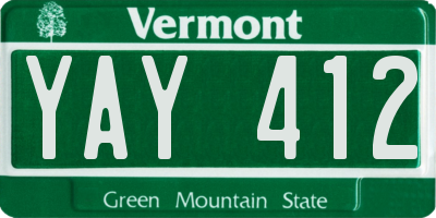 VT license plate YAY412