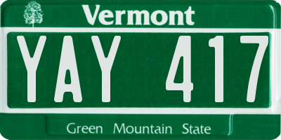 VT license plate YAY417