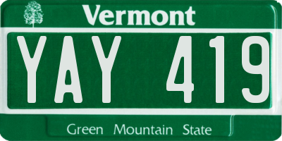 VT license plate YAY419