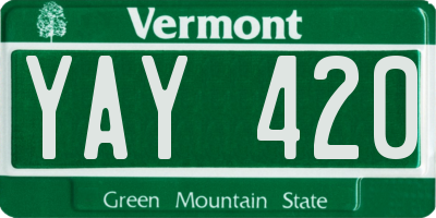 VT license plate YAY420