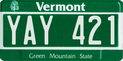 VT license plate YAY421