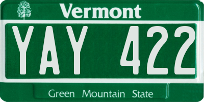 VT license plate YAY422