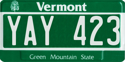 VT license plate YAY423