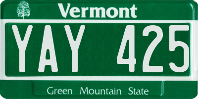 VT license plate YAY425