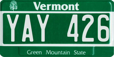 VT license plate YAY426
