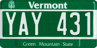 VT license plate YAY431