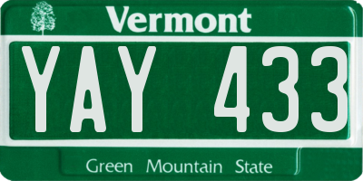 VT license plate YAY433