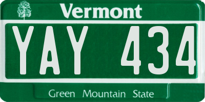 VT license plate YAY434