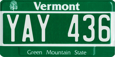 VT license plate YAY436