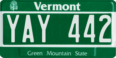 VT license plate YAY442