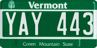 VT license plate YAY443