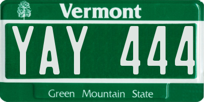 VT license plate YAY444