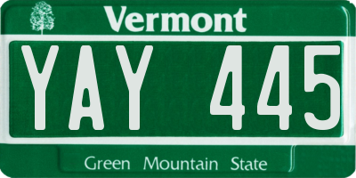 VT license plate YAY445