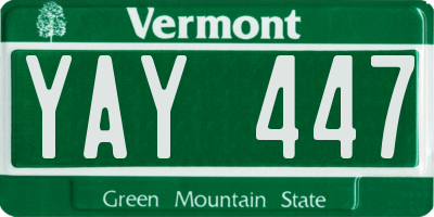VT license plate YAY447