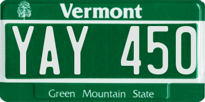 VT license plate YAY450