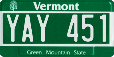 VT license plate YAY451
