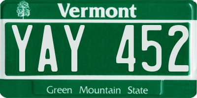 VT license plate YAY452
