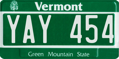 VT license plate YAY454