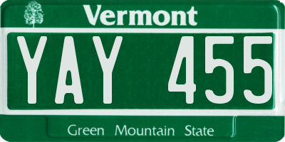 VT license plate YAY455