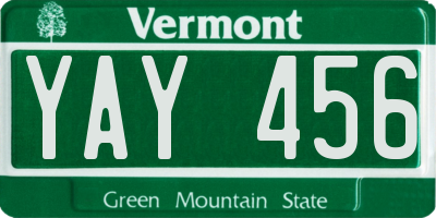 VT license plate YAY456