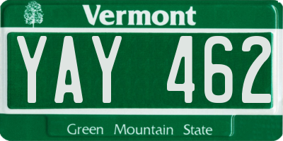 VT license plate YAY462