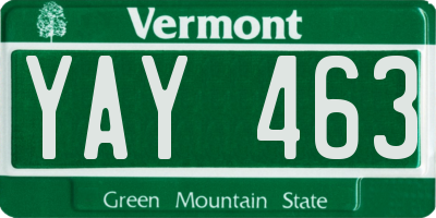 VT license plate YAY463