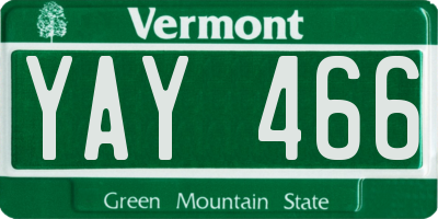 VT license plate YAY466