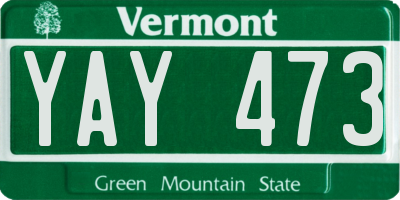 VT license plate YAY473