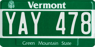 VT license plate YAY478