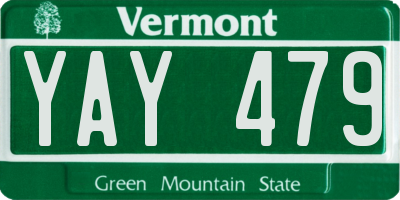 VT license plate YAY479