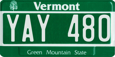 VT license plate YAY480
