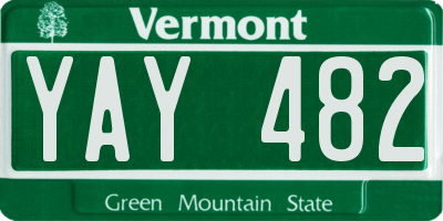 VT license plate YAY482