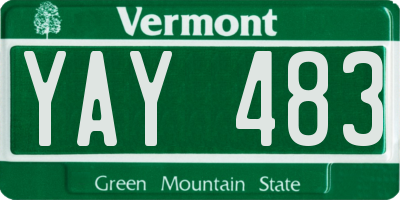 VT license plate YAY483