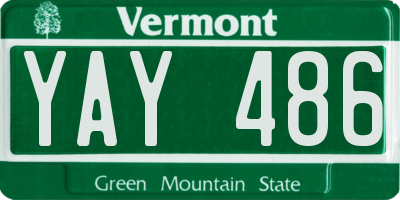 VT license plate YAY486