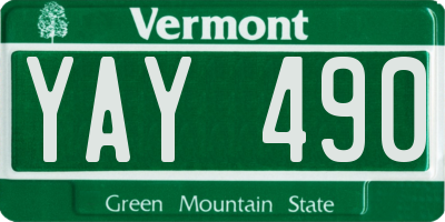 VT license plate YAY490