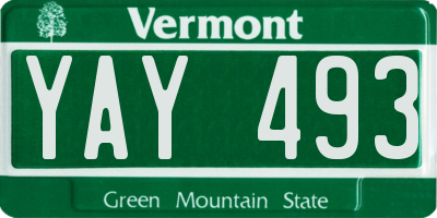 VT license plate YAY493