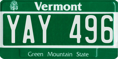 VT license plate YAY496