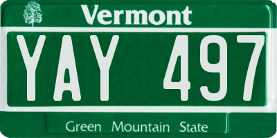 VT license plate YAY497
