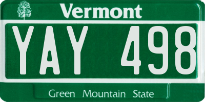 VT license plate YAY498