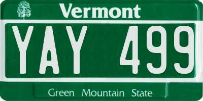 VT license plate YAY499