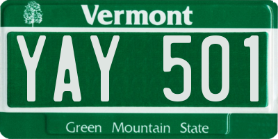 VT license plate YAY501