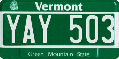 VT license plate YAY503