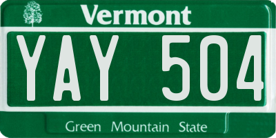 VT license plate YAY504