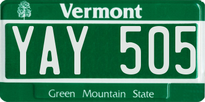 VT license plate YAY505