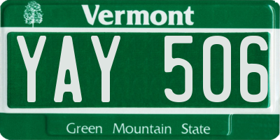 VT license plate YAY506