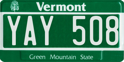 VT license plate YAY508